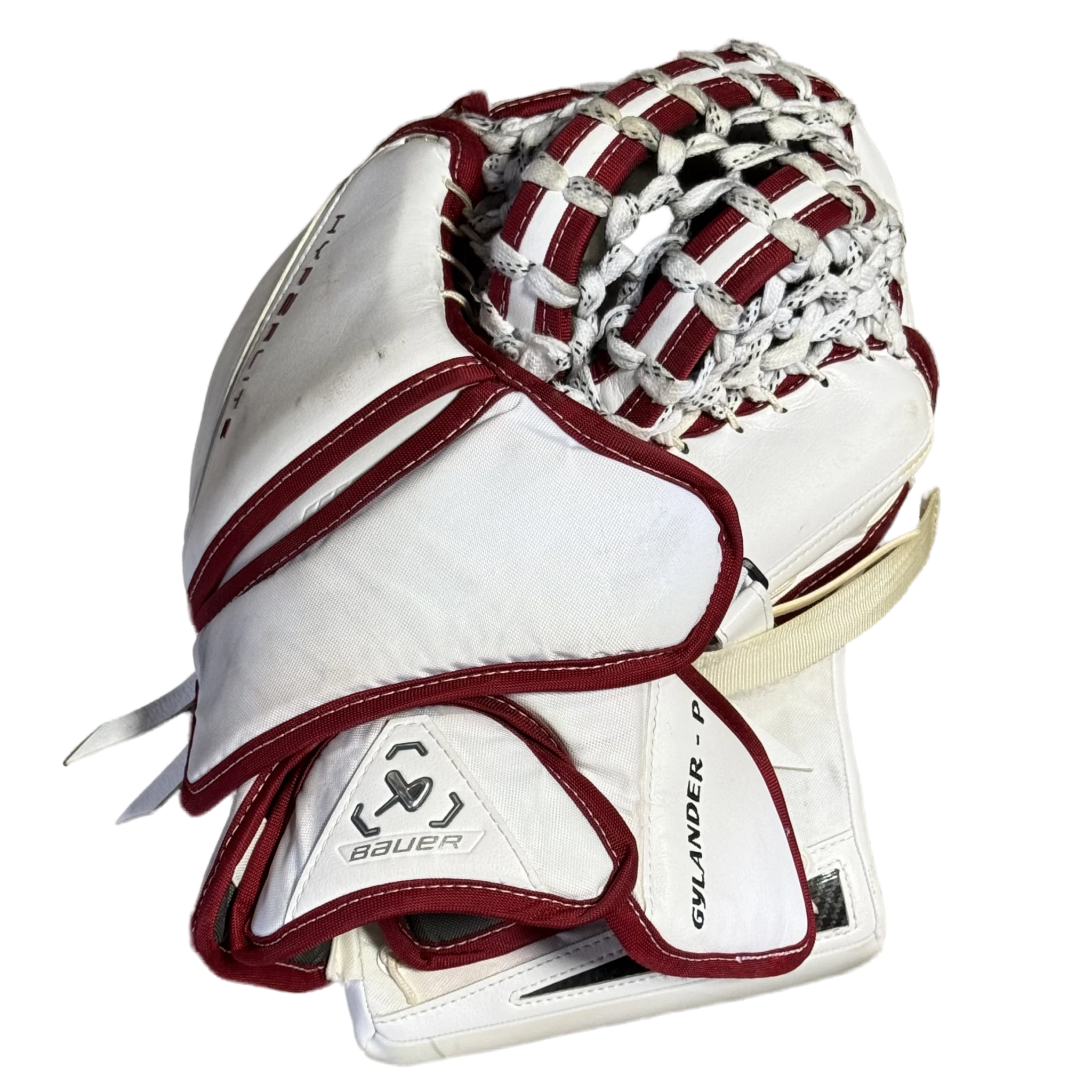 Bauer Vapor Hyperlite 2 - Gant de gardien NCAA Pro Stock d'occasion (blanc/marron)